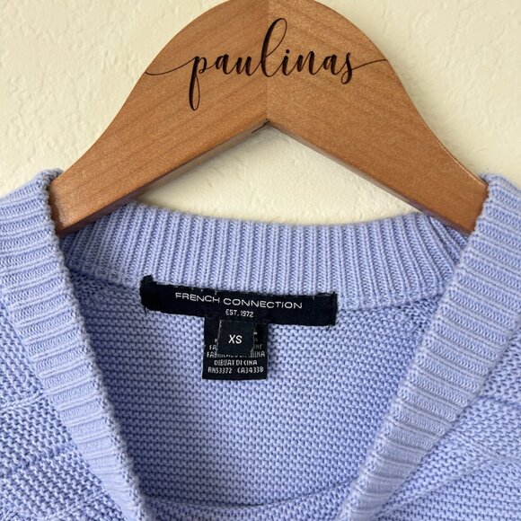 French Connection Sweater Womens XS Perwinkle Blue Short Sleeve Knit Cotton - Picture 7 of 7